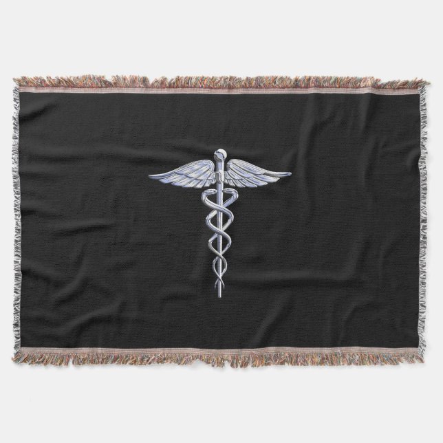 Manta Tejida Elegante Símbolo médico cromado como Caduceus (Anverso)