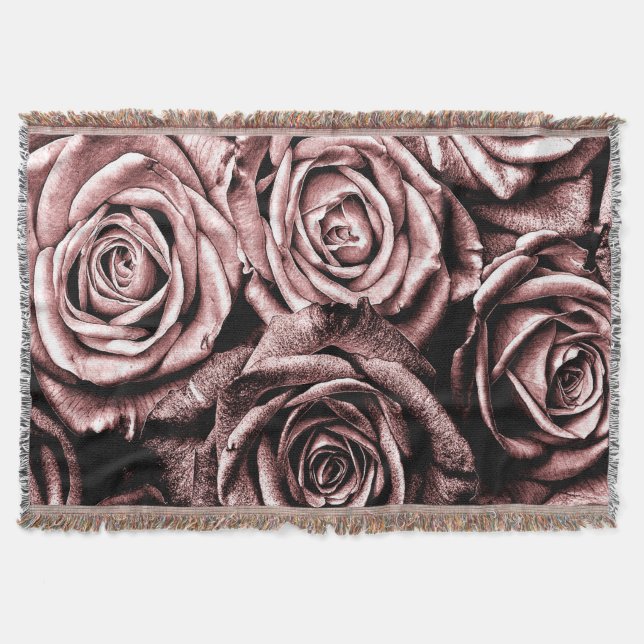 Manta Tejida Elegantes rosas rosas (Anverso)