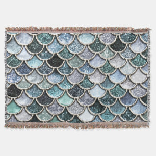 Manta Tejida Escalas Mermaidbásculas de Purpurina de Relieve me