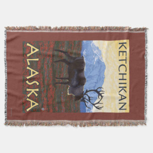 Manta Tejida Escena del caribú - Ketchikan, Alaska