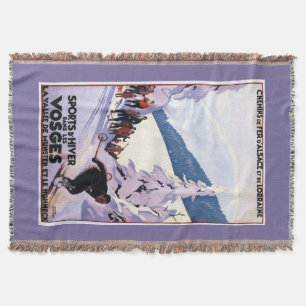 Manta Tejida Espectadores que miran el poster del esquiador