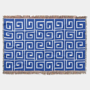 Manta Tejida Espiral cuadrada - Azul marino sobre blanco