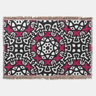 Manta tejida estallido rosado blanco negro del