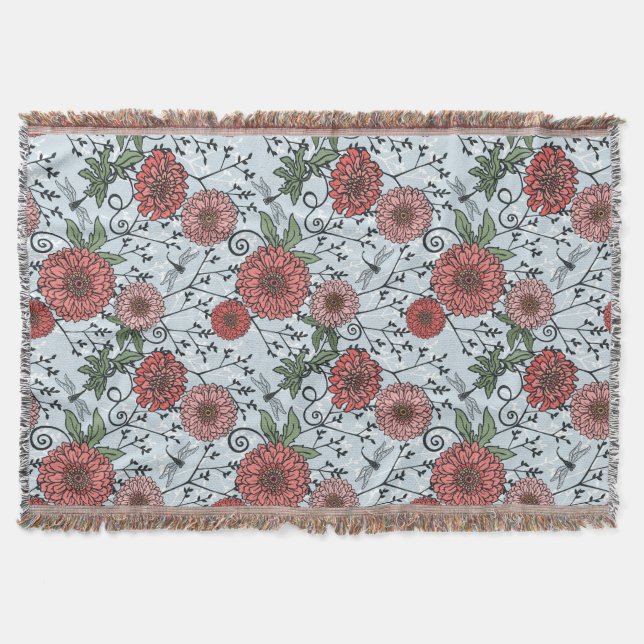 Manta Tejida Estampado de flores 3 (Anverso)