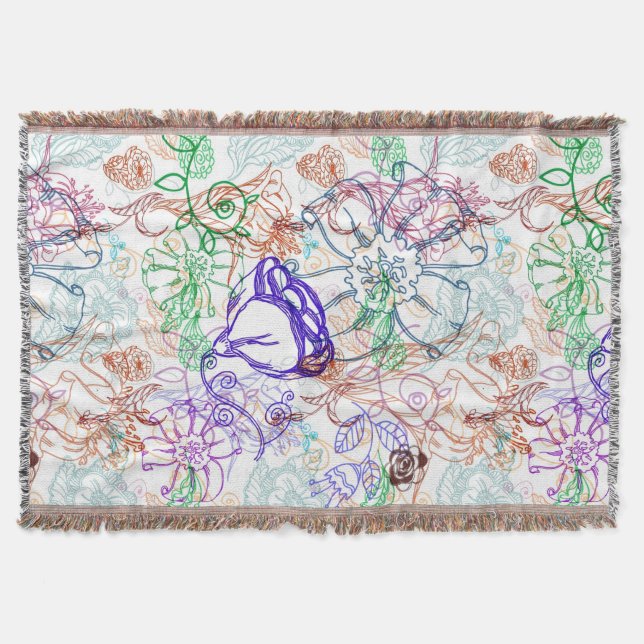 Manta Tejida Estampado de flores 7 (Anverso)