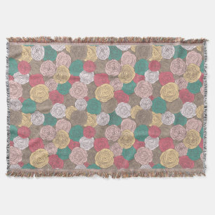 Manta Tejida Estampado de flores elegante. Floral brillante