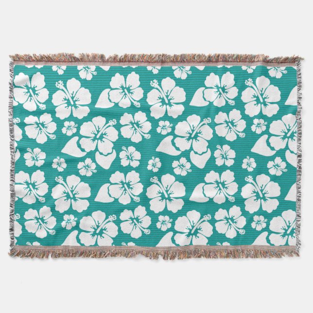 Manta Tejida Estampado de plores hawaiano del hibisco (Anverso)