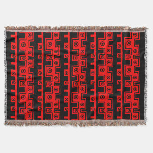 Manta Tejida Estilo tribal II - Negro sobre rojo
