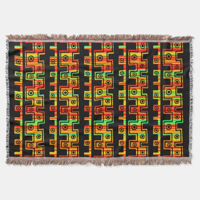 Manta Tejida Estilo tribal II - Razas arcoiris 02 (Anverso)