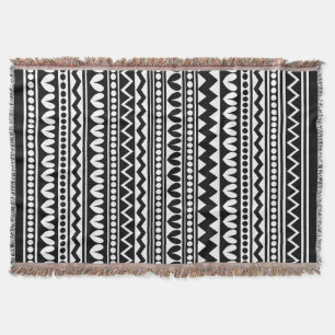 Manta Tejida Estilo tribal - Negro sobre blanco