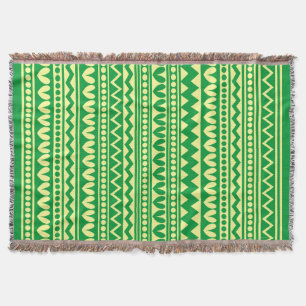 Manta Tejida Estilo tribal - Verde de hierba en amarillo pastel