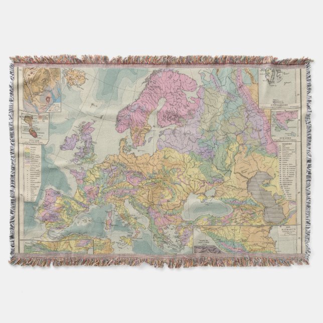 Manta Tejida Europa - mapa geológico de Europa (Anverso)