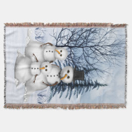 Manta Tejida Familia Snowman