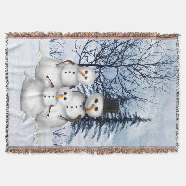 Manta Tejida Familia Snowman (Anverso)