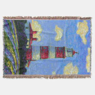 Manta Tejida Faro Pastel y campos de lavanda