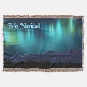 Manta Tejida Feliz Navidad - Aurora Borealis