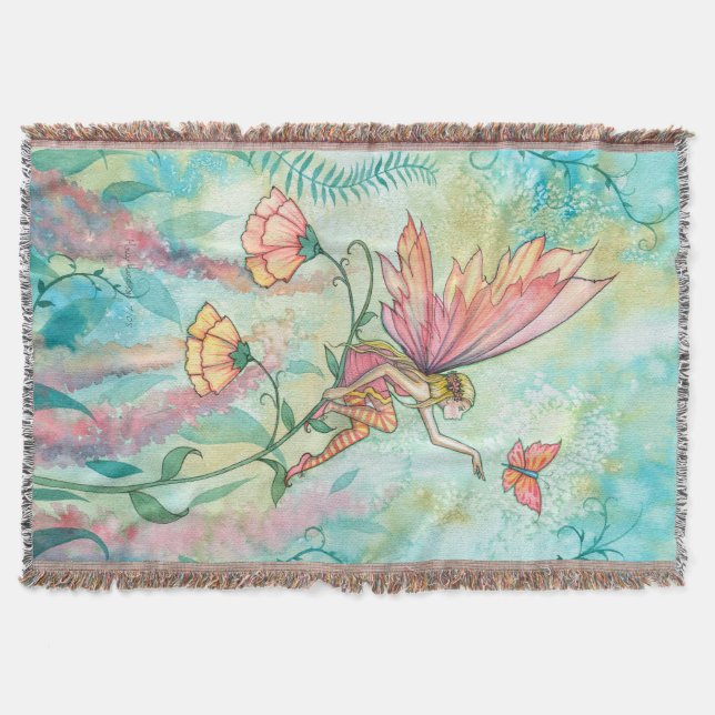 Manta Tejida Flor caprichosa Fairy Fantasy Art (Anverso)