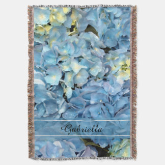 Manta Tejida Flor de hidrangea azul