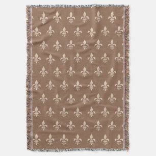 Manta Tejida Flor de lis en beige ligero en moreno de color