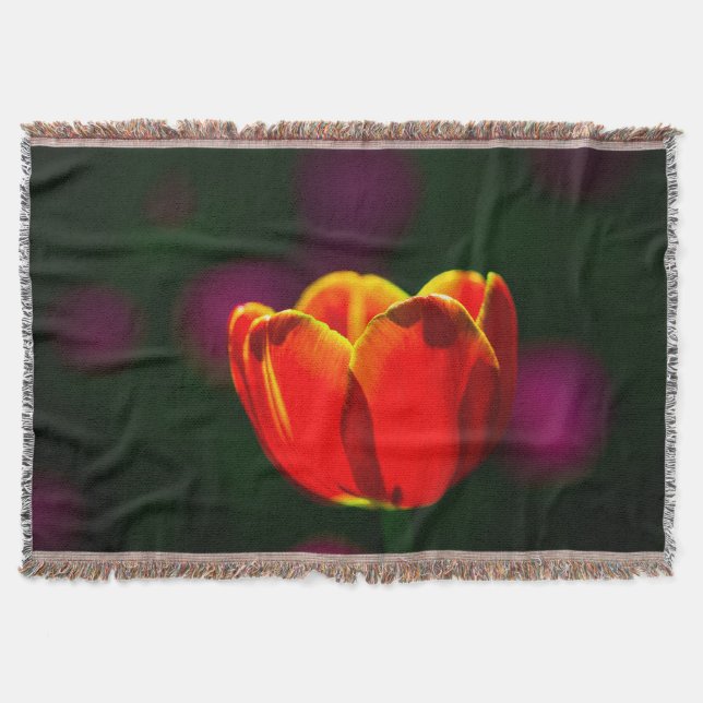 Manta Tejida Flor de tulipán rojo (Anverso)