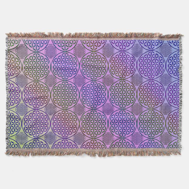 Manta Tejida Flor de vida - estampado de grunge de sello 3 (Anverso)
