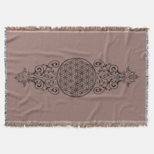 Manta Tejida Flor de vida - ornamentos negros I + tu trasero.