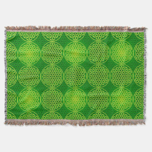 Manta Tejida Flor de vida - patrón de sello - verde