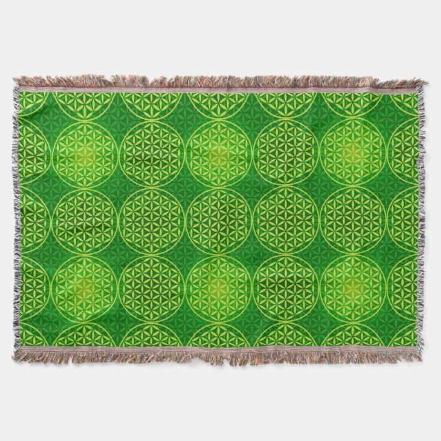 Manta Tejida Flor de vida - patrón de sello - verde (Anverso)