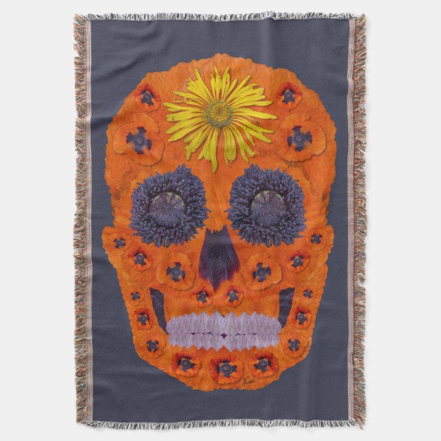 Manta Tejida Flor Skull 1 (Frente vertical)