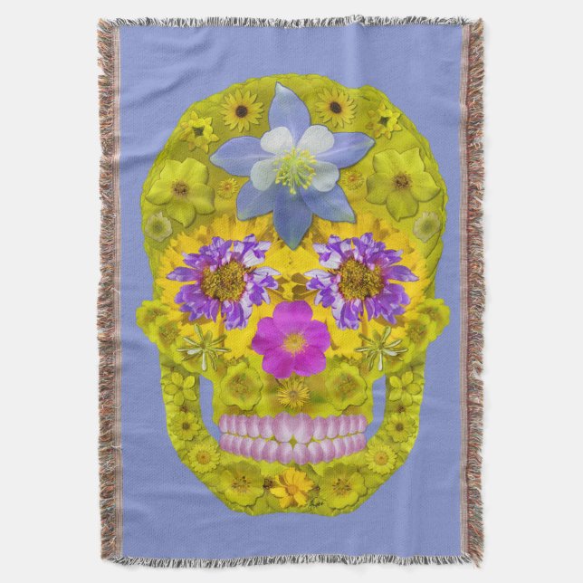 Manta Tejida Flor Skull 3 (Frente vertical)