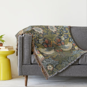 Manta tejida floral Cottage Chic con pájaros