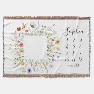 Manta tejida floral de flores silvestres para bebé