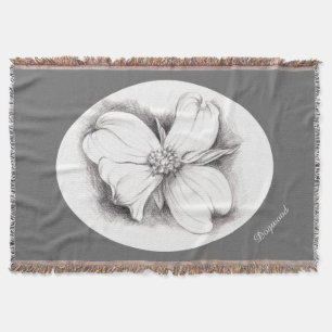Manta Tejida Florecimiento de dogwood en carbón vegetal