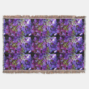 Manta Tejida Flores de Hydrangeas azul morado