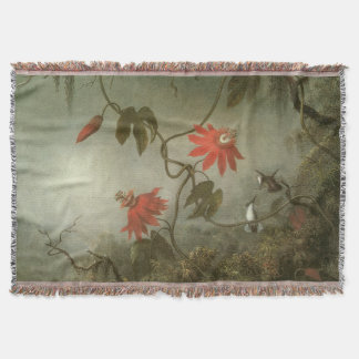Manta Tejida Flores de la Pasión y Colibríes por Martin J Heade