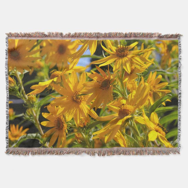 Manta Tejida Flores en mi hierbas " flores en mi hierba " (Anverso)