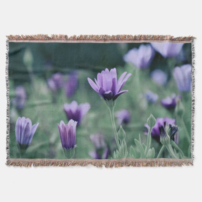 Manta Tejida Flores moradas de lavanda (Anverso)