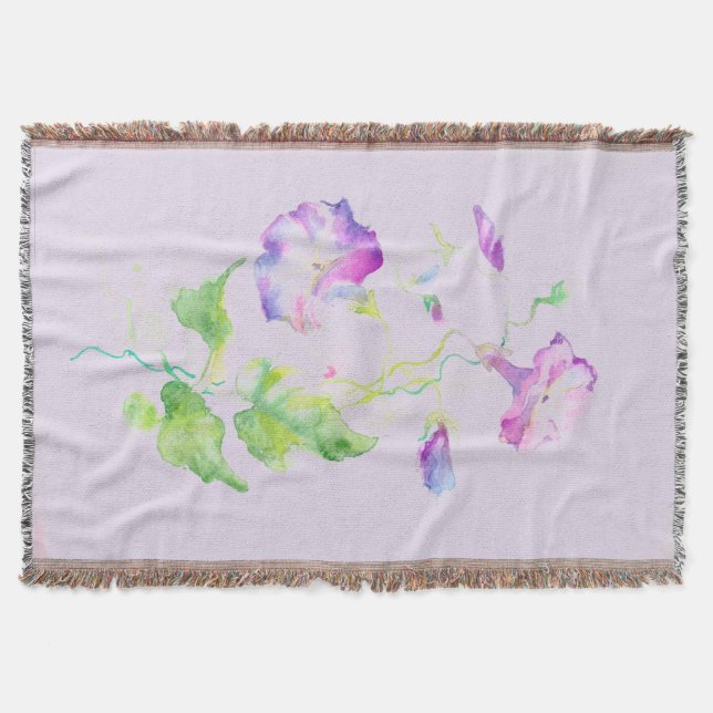 Manta Tejida Flores pintadas de la enredadera de la acuarela (Anverso)