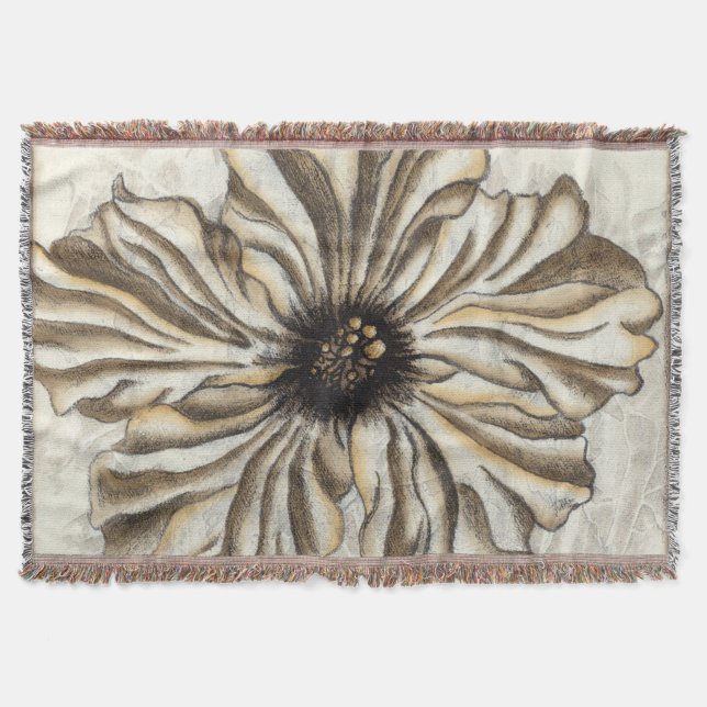 Manta Tejida Flowerhead Fresco en Tan fondo (Anverso)