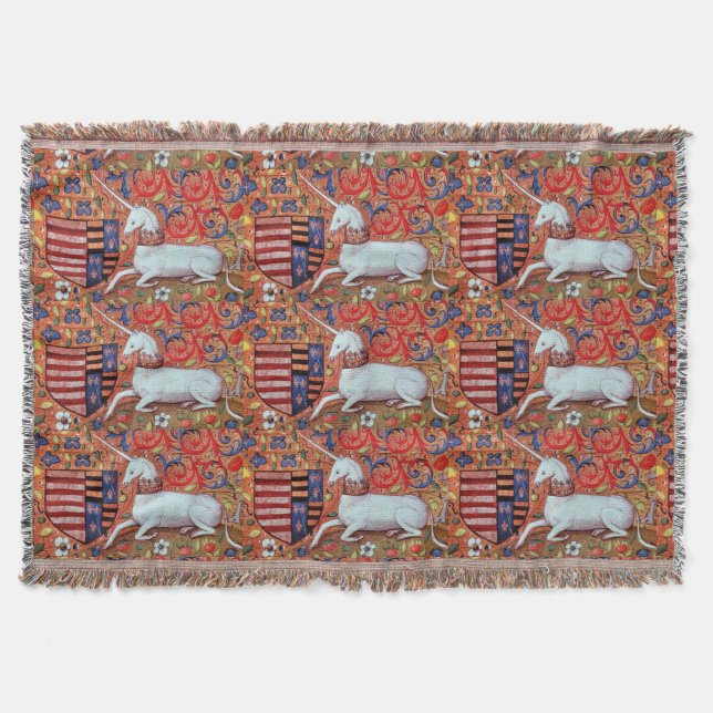 MANTA TEJIDA FLUJOS DE FANTASÍA UNICORNOS Y MEDIEVOS, MOTORES F (Anverso)