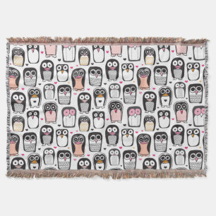 Manta Tejida fondo del ilustracion del pájaro del pingüino