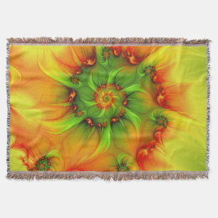 Manta Tejida Fractal de color verde verano caliente Naranja abs