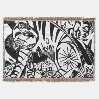 Manta Tejida Franz Marc - Tigre negro y blanco - Arte abstracto