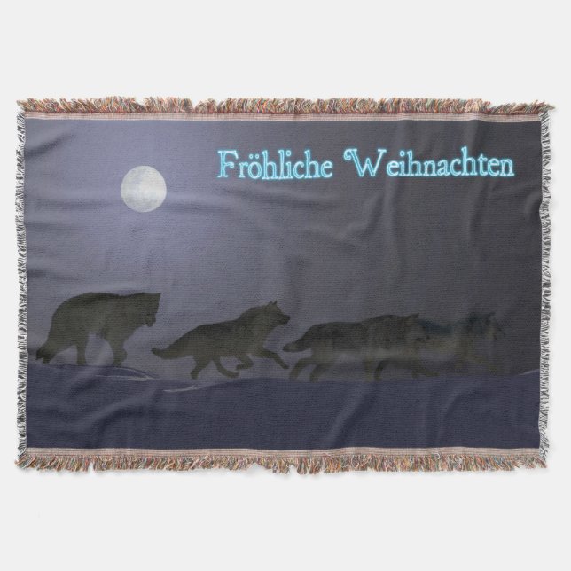 Manta Tejida Frohliche Weihnachten - Wolfpack (Anverso)