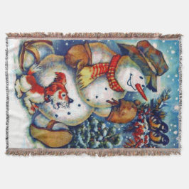 Manta Tejida Frosty el muñeco de nieve y amigos de Navidad