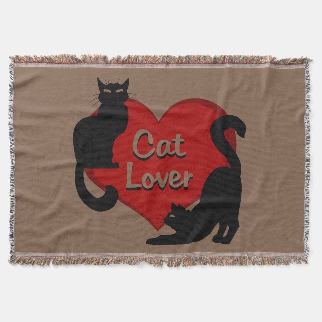 Manta Tejida Gato Lover Blanket Le Chat Black Cat Throw Blanket (Anverso)