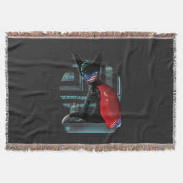 Manta Tejida Gato negro Cyberpunk Ninja