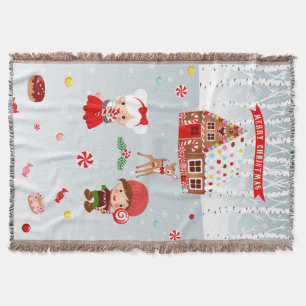 Manta Tejida Gingerbread House Throw Blanket