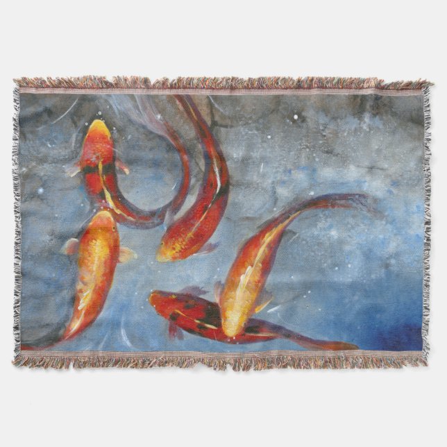Manta Tejida Graceful Koi I (Anverso)
