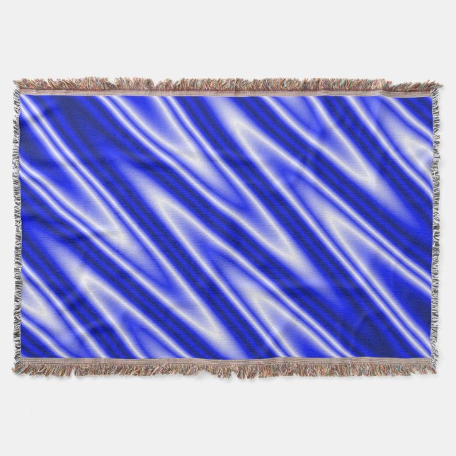 Manta Tejida Gracioso ZigZag Waves azul blanco + tu idea (Anverso)